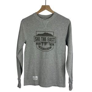 SKI THE EAST Men's Gray Thermal Long Sleeve T-Shirt Size XS Winter Ski Logo